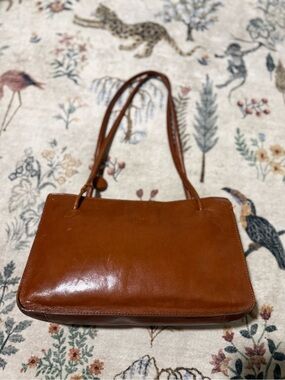 Monsac Original Handbag Purse Brown Rectangular Leather Shoulder Handbag Bag